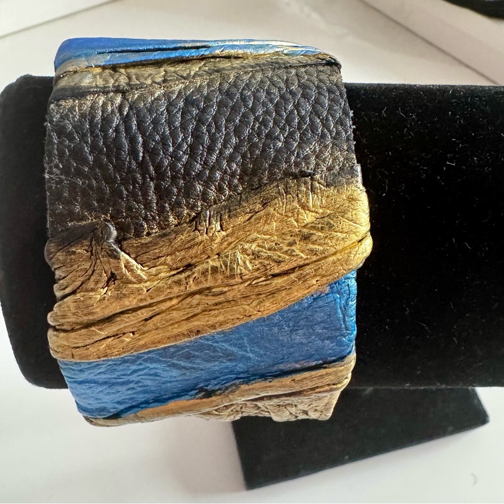 Hand Painted Leather Custom Bracelet 8”